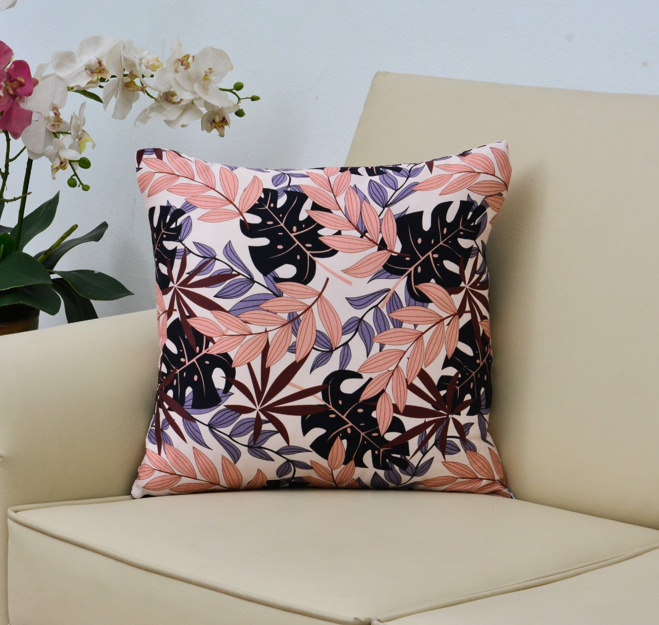 Digital Printed Satin Cushions Assorted 6PCs-Botanical Rush Apricot