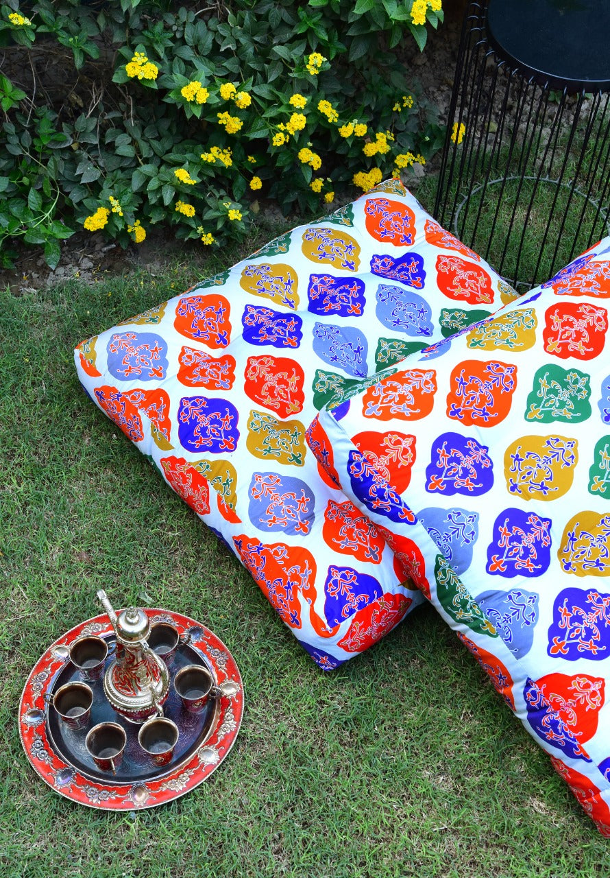 Digital Printed Square Floor Cushions-FC03 cushions Apricot   