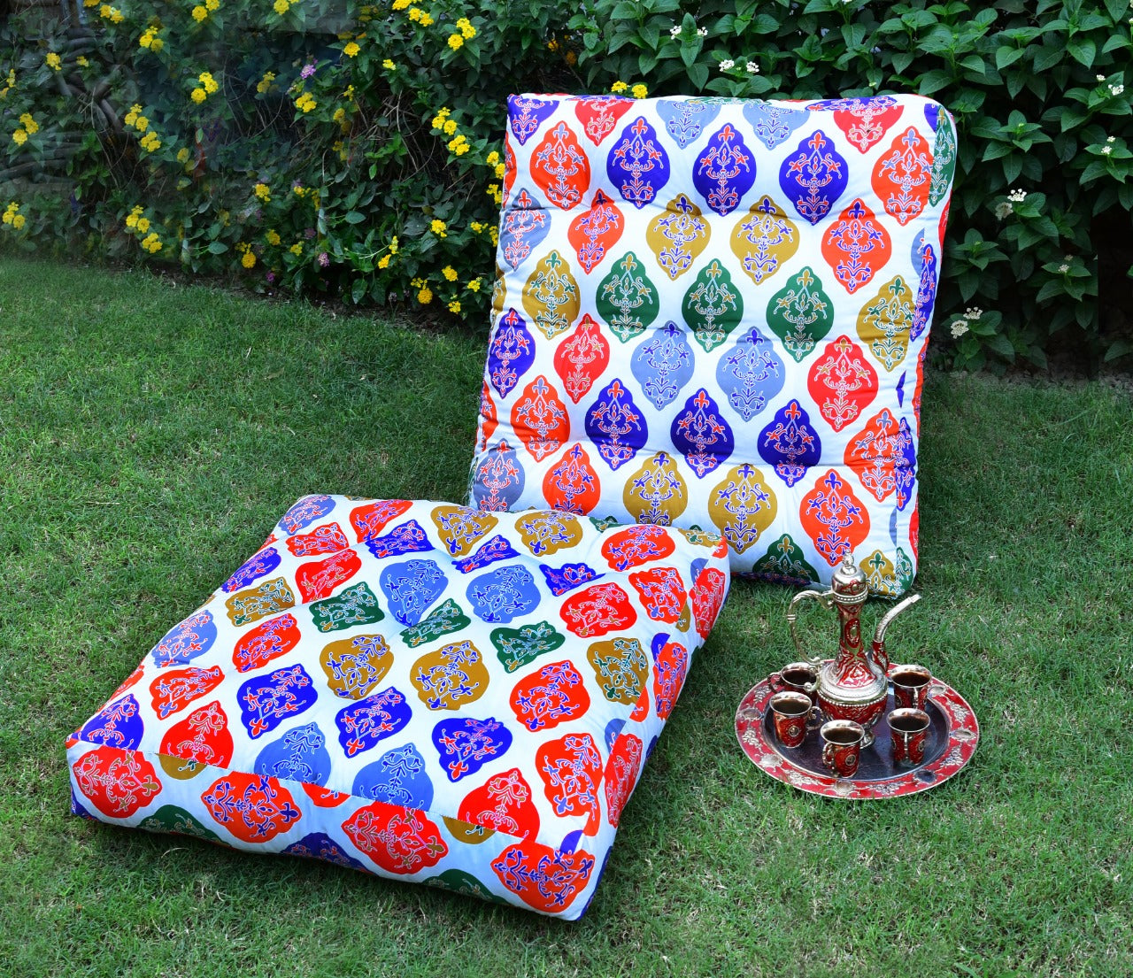 Digital Printed Square Floor Cushions-FC03 cushions Apricot   