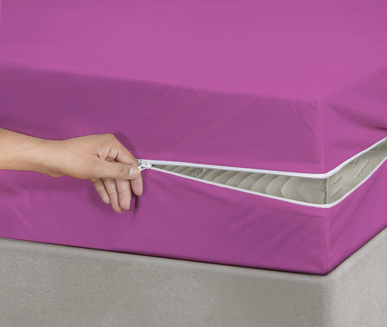 Dyed Zipper Mattress Cover-Fushia Apricot