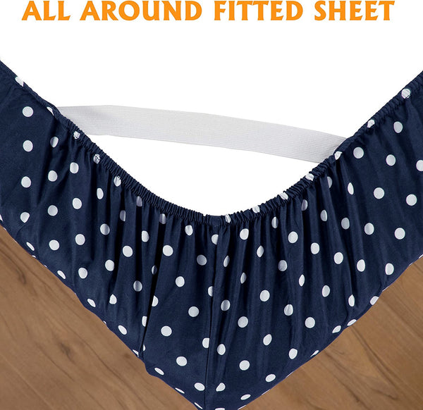 Fitted Bed Sheet-Blue Polka Apricot