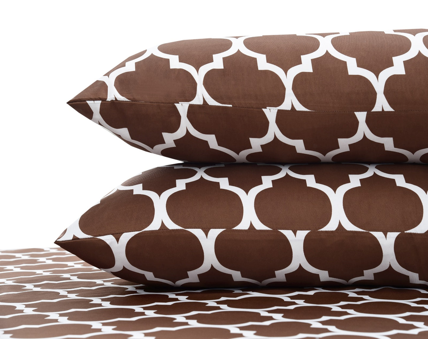 Fitted Bed Sheet-Brown Geometric Apricot