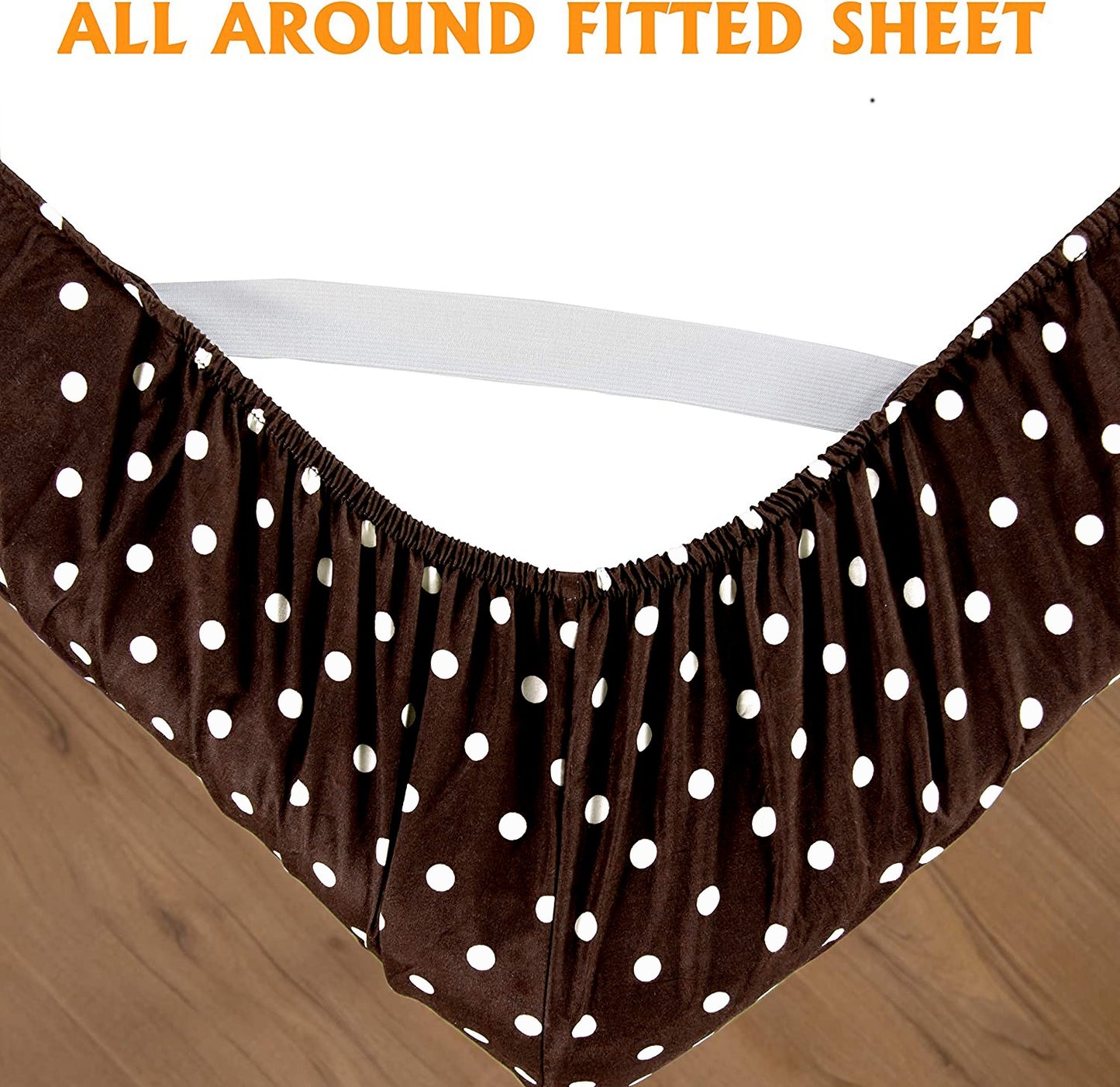 Fitted Bed Sheet-Brown Polka Apricot