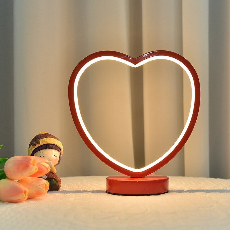 Heart Shape Bed Side Wedding Desk Lamp Lamps Apricot   