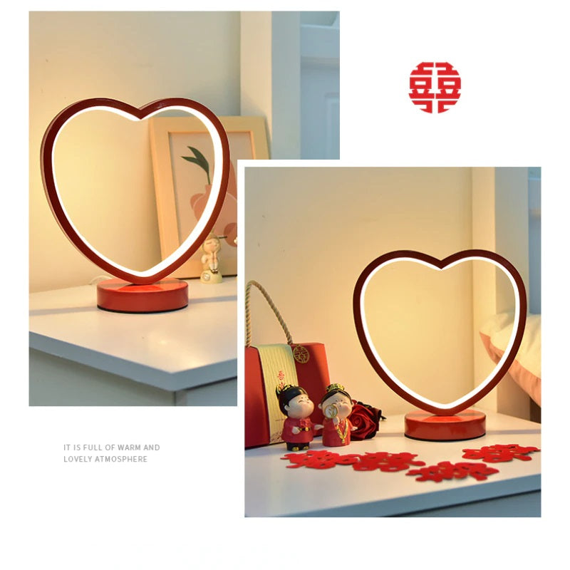 Heart Shape Bed Side Wedding Desk Lamp Lamps Apricot   