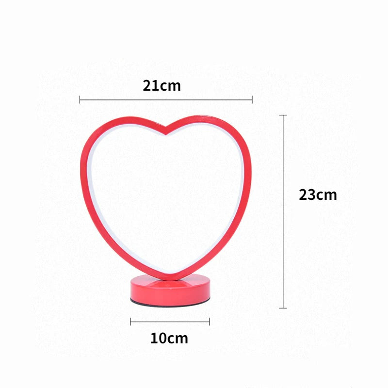 Heart Shape Bed Side Wedding Desk Lamp Apricot