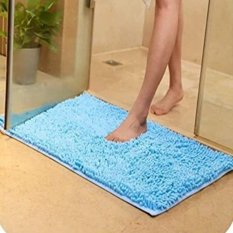 Microfiber anti Slip Bath Mat- Lake Blue Bath Mats Apricot   