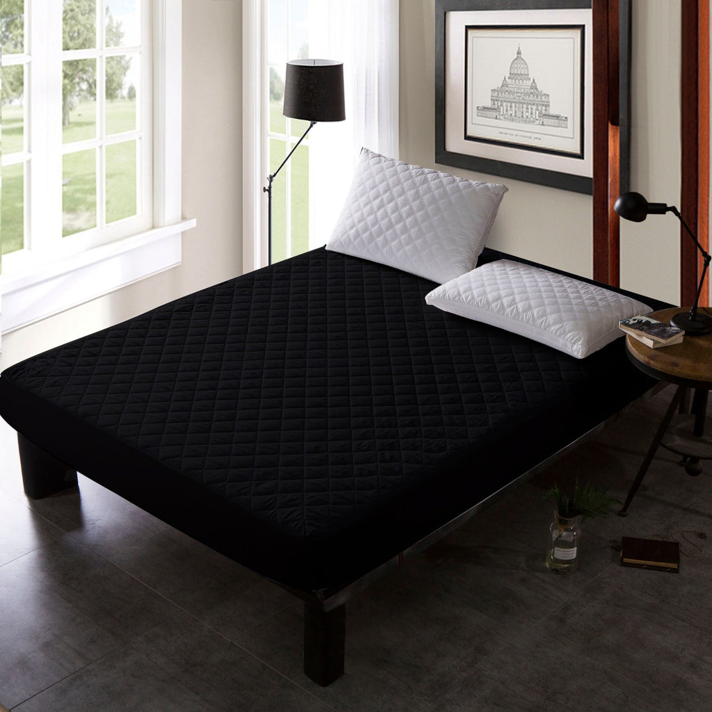 Quilted Waterproof Mattress Protector-Black Apricot