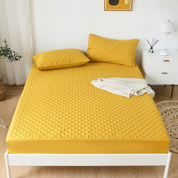 Quilted Waterproof Mattress Protector-Mustard Apricot