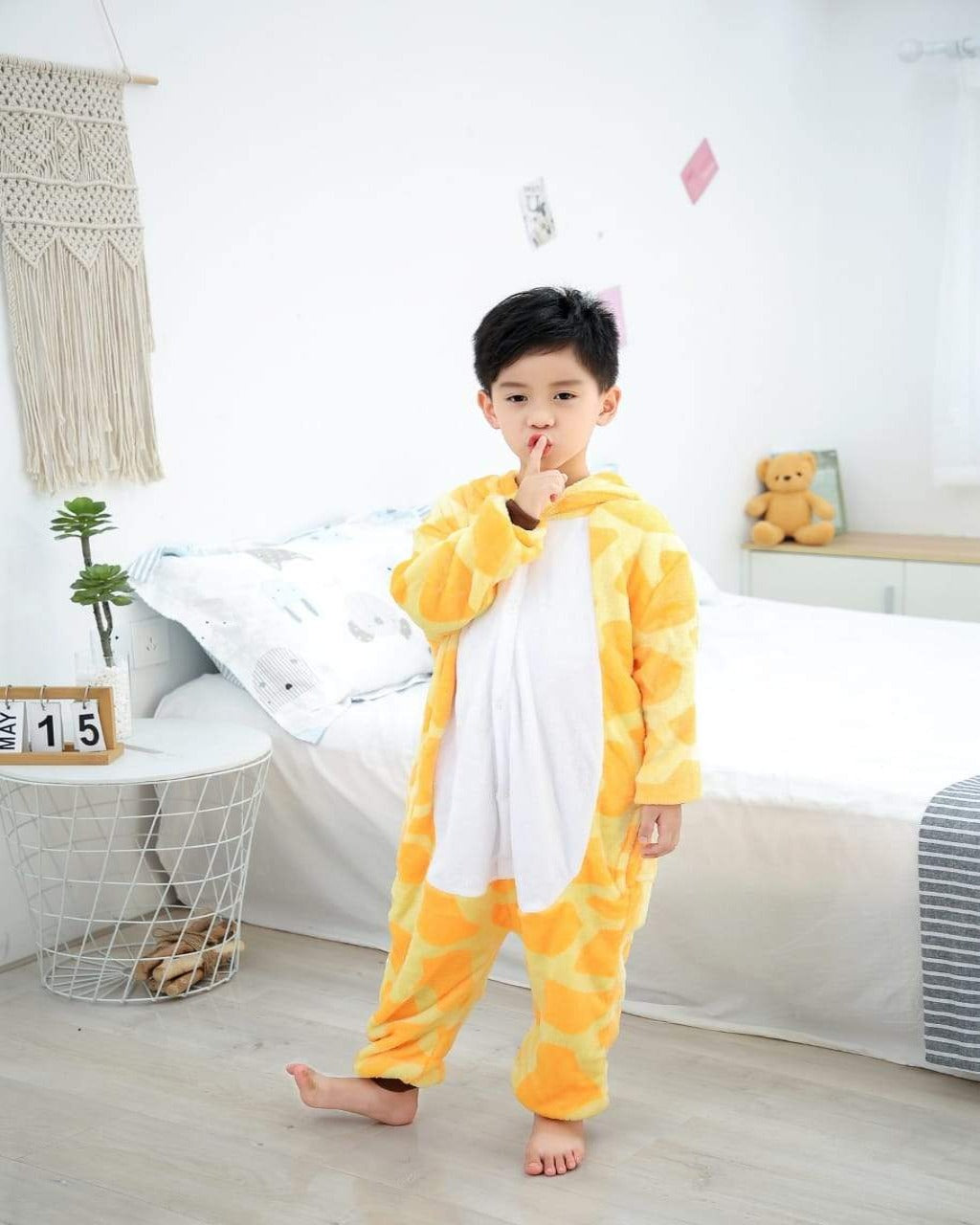 SA-25 Kids Plush Hooded Fleece-Sleep Wears  Apricot   