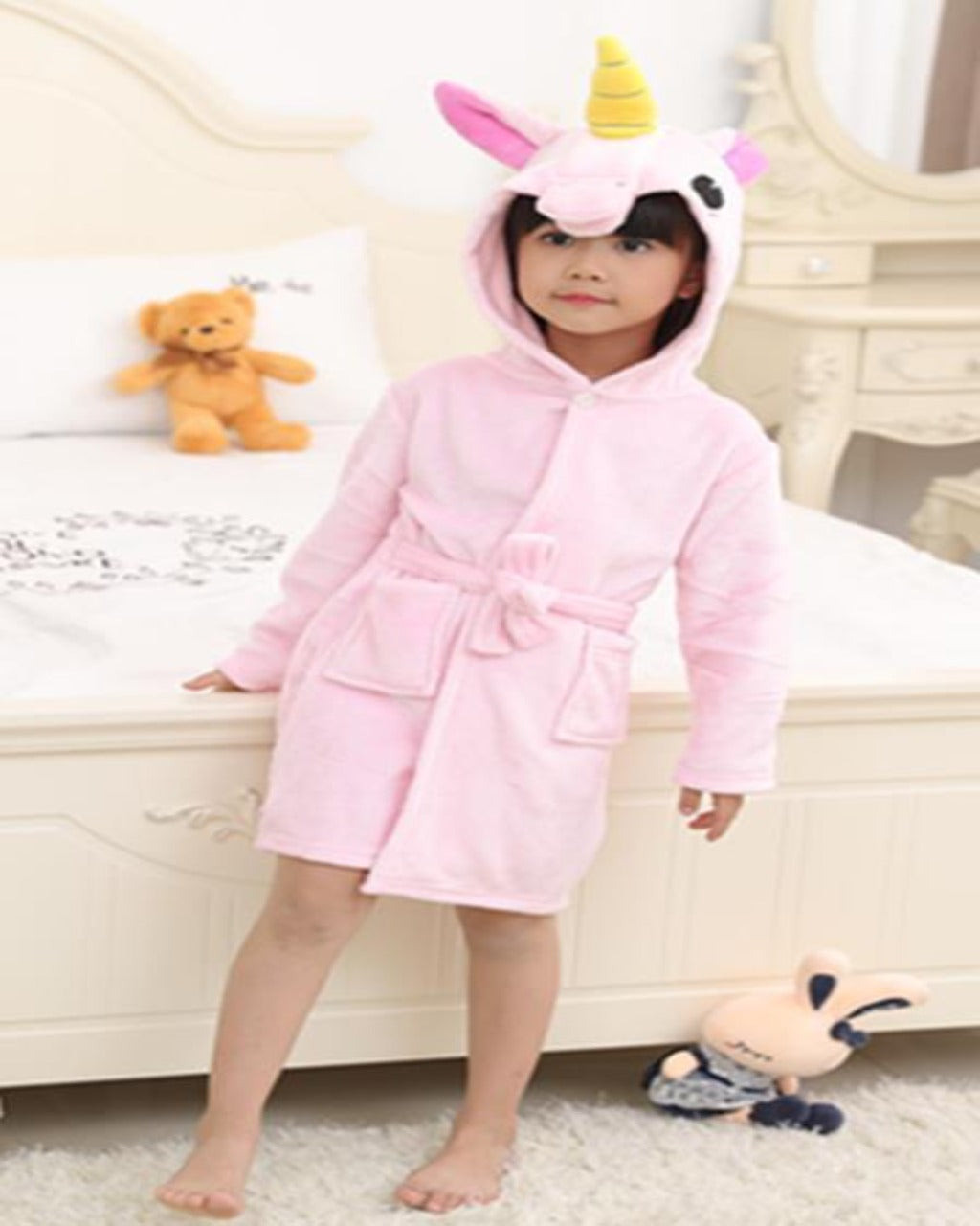 SA-29 Kids Plush Hooded Fleece- Sleep Wears  Apricot   