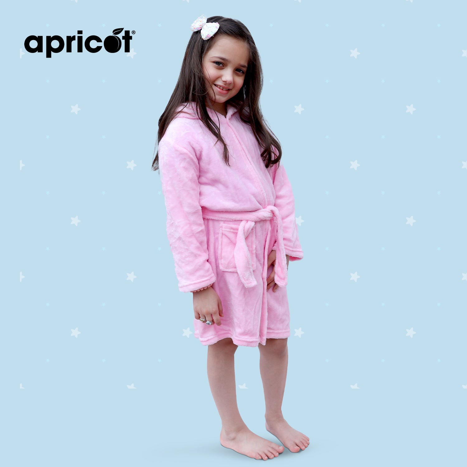 SA-33 Kids Plush Hooded Fleece-Sleep Wears  Apricot   