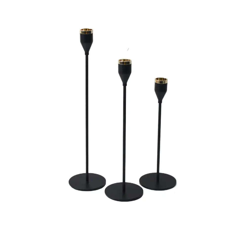 Set of 3 Metal Candle Holder-Black Cups(2102) candle stand Apricot   