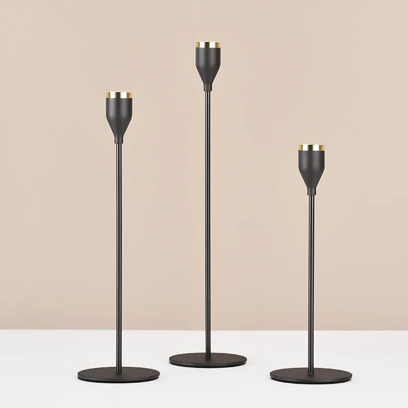 Set of 3 Metal Candle Holder-Black Cups(2102) candle stand Apricot   