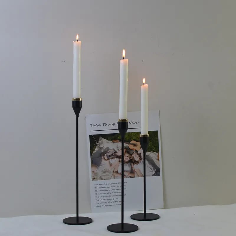 Set of 3 Metal Candle Holder-Black Cups(2102) Apricot