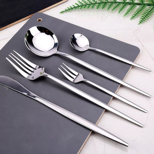 Silver (4404) 24 PCs Premium Steel Cutlery Set Apricot
