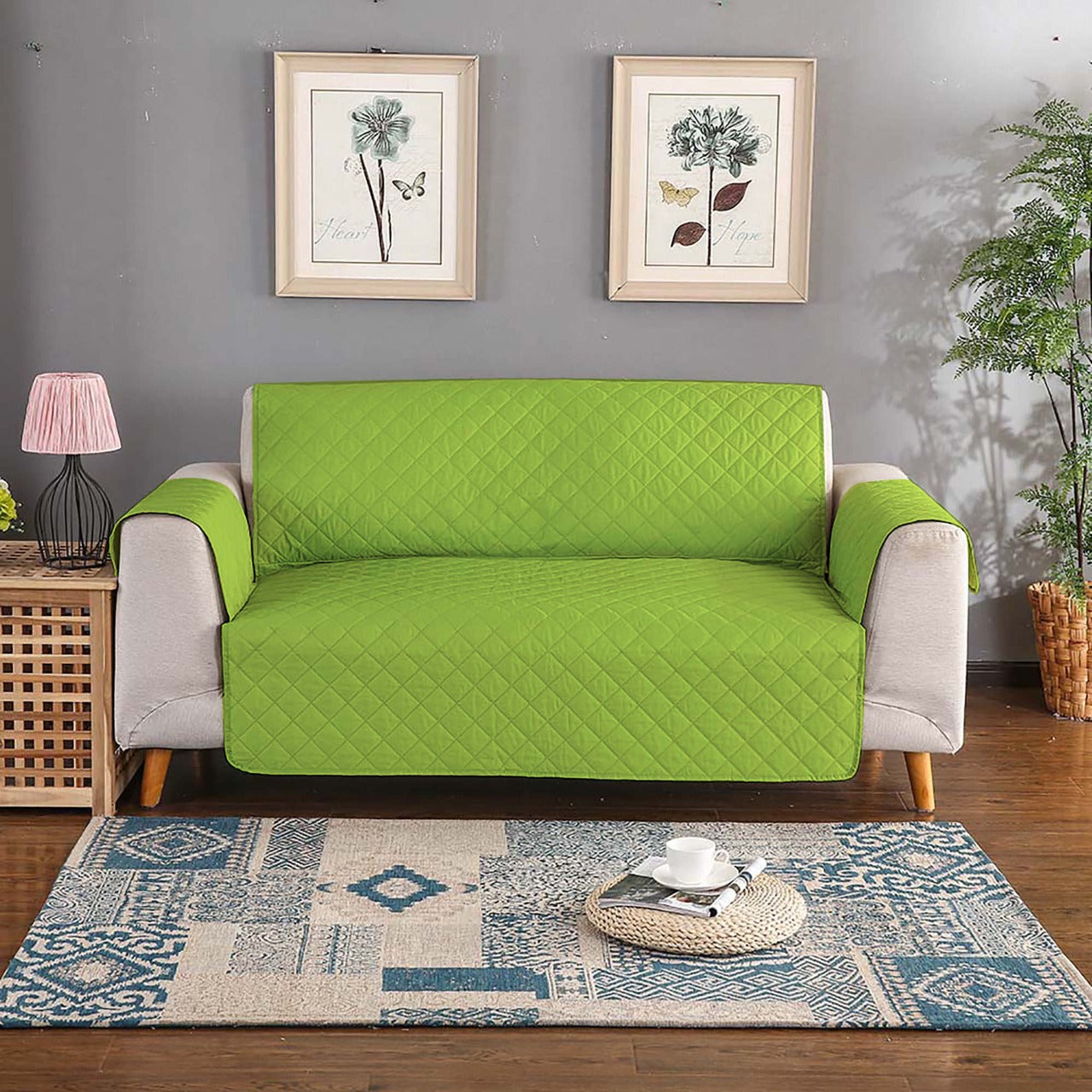 Sofa Cover- Lime Green Sofa Cover Apricot   