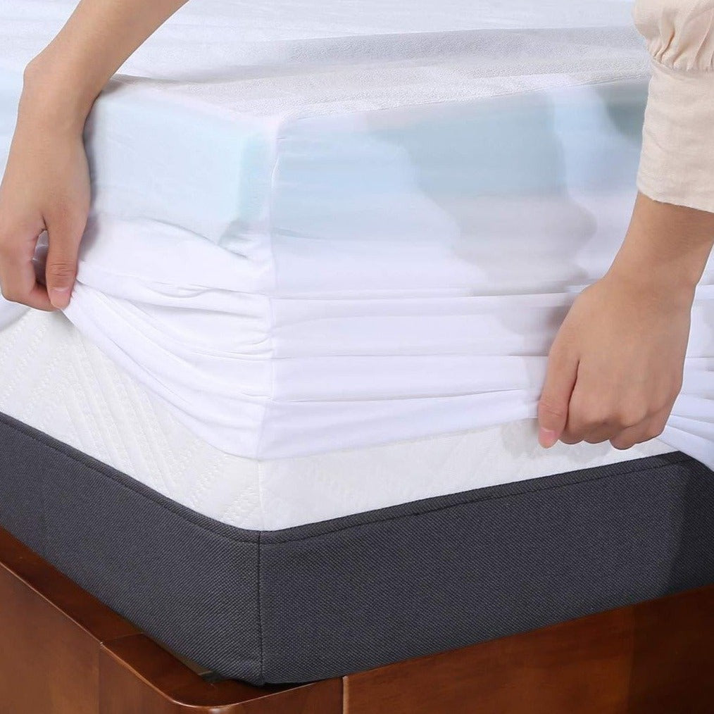 Terry Waterproof Mattress Protector- White Apricot