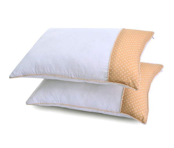 White Pillows Pair(3330) With-Beige Polka Apricot