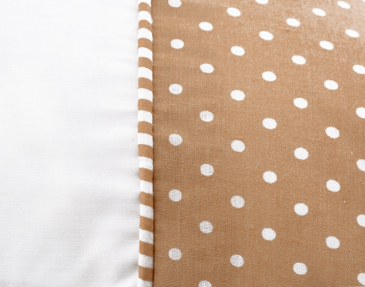 White Pillows Pair(3330) With-Beige Polka FILLINGS The Apricot Linen   